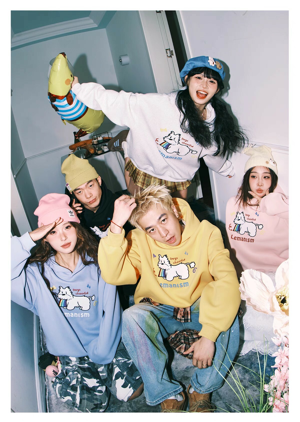 LEMANISM 重磅 貼布 彩虹小狗 帽T