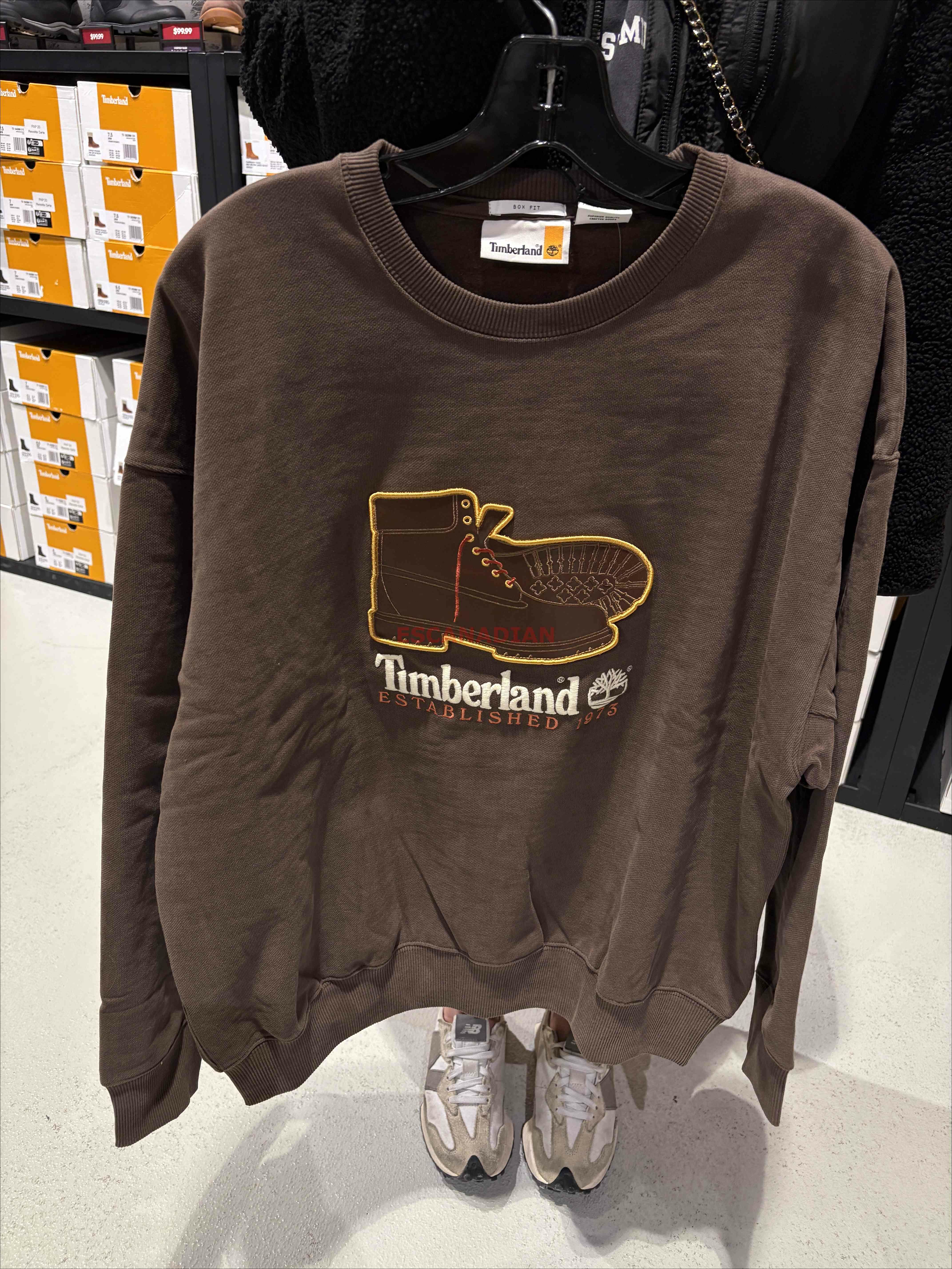 Timberland 大人 刺繡皮靴造型 落肩寬版 刷毛 大學TEE (2色)