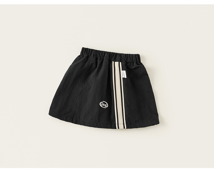 拼色條紋百搭A字裙