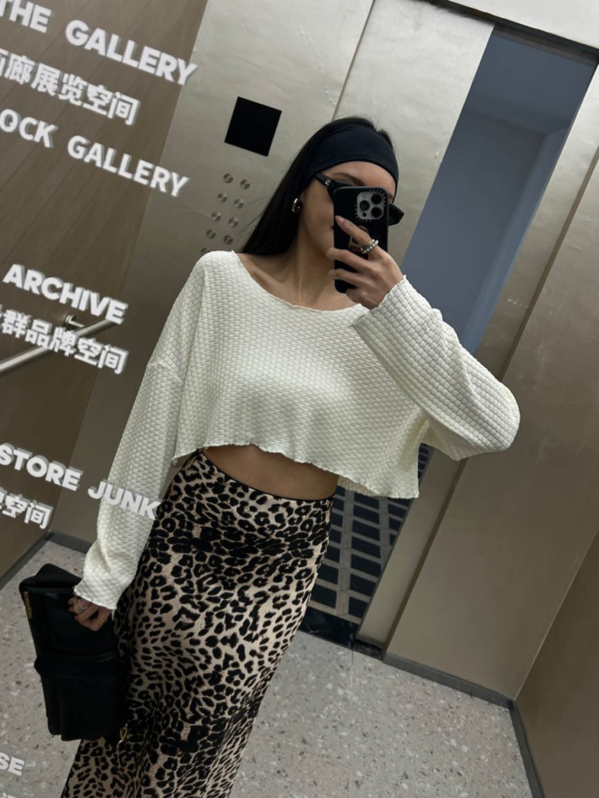 木耳邊短版格紋印上衣*3色