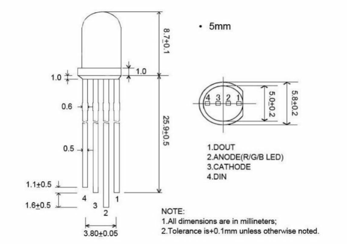 全彩LED WS2812D 霧面(5mm)
