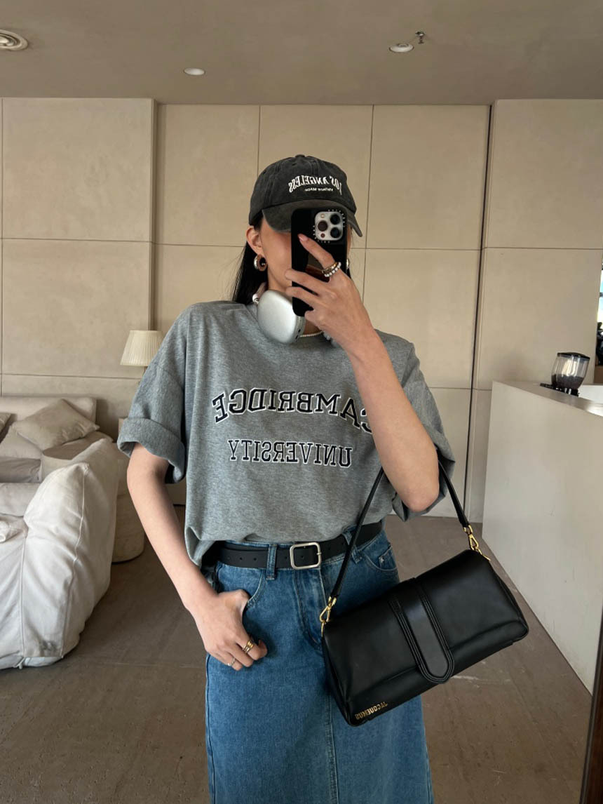 磨毛刺繡字母男友大T*4色