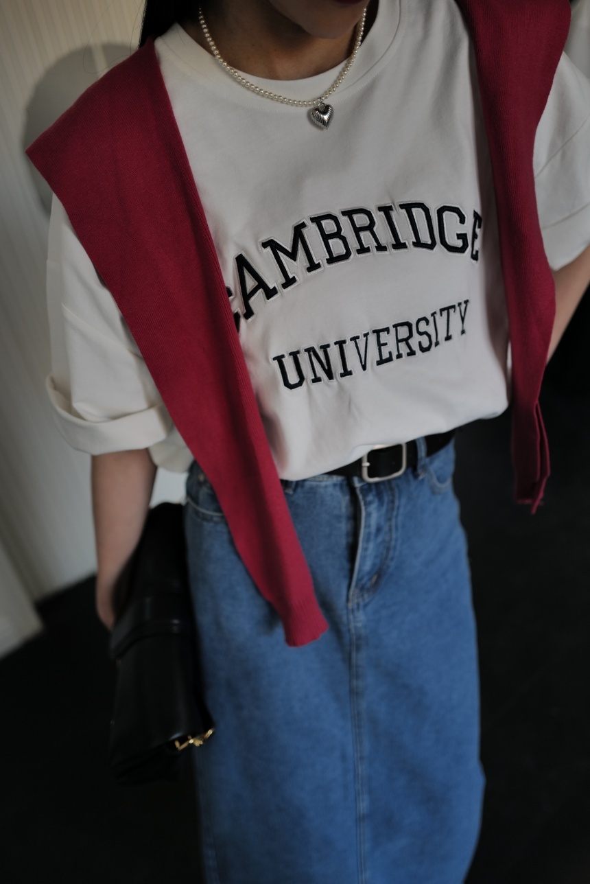 磨毛刺繡字母男友大T*4色