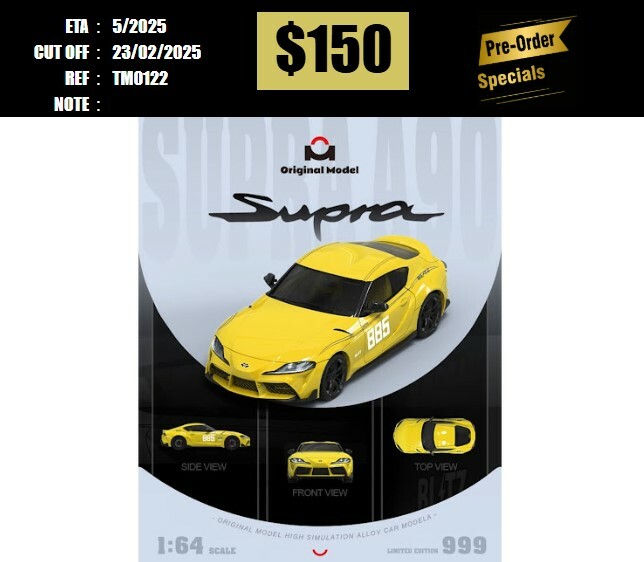 PO-$150 * TIME MICRO * 1:64 TOYOTA SUPRA A90 YELLOW MF GHOST 885 [OD21/01]