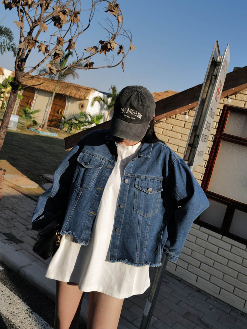 下鬚寬短版牛仔外套*2色