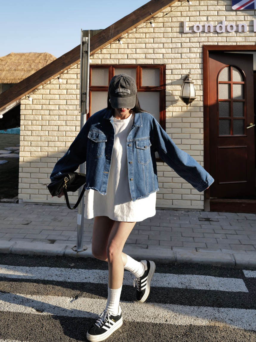 下鬚寬短版牛仔外套*2色