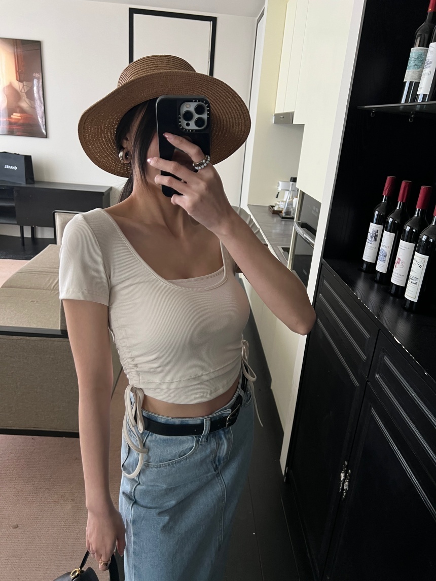 Y2K背心+側綁帶2件式上衣(附胸墊)*4色