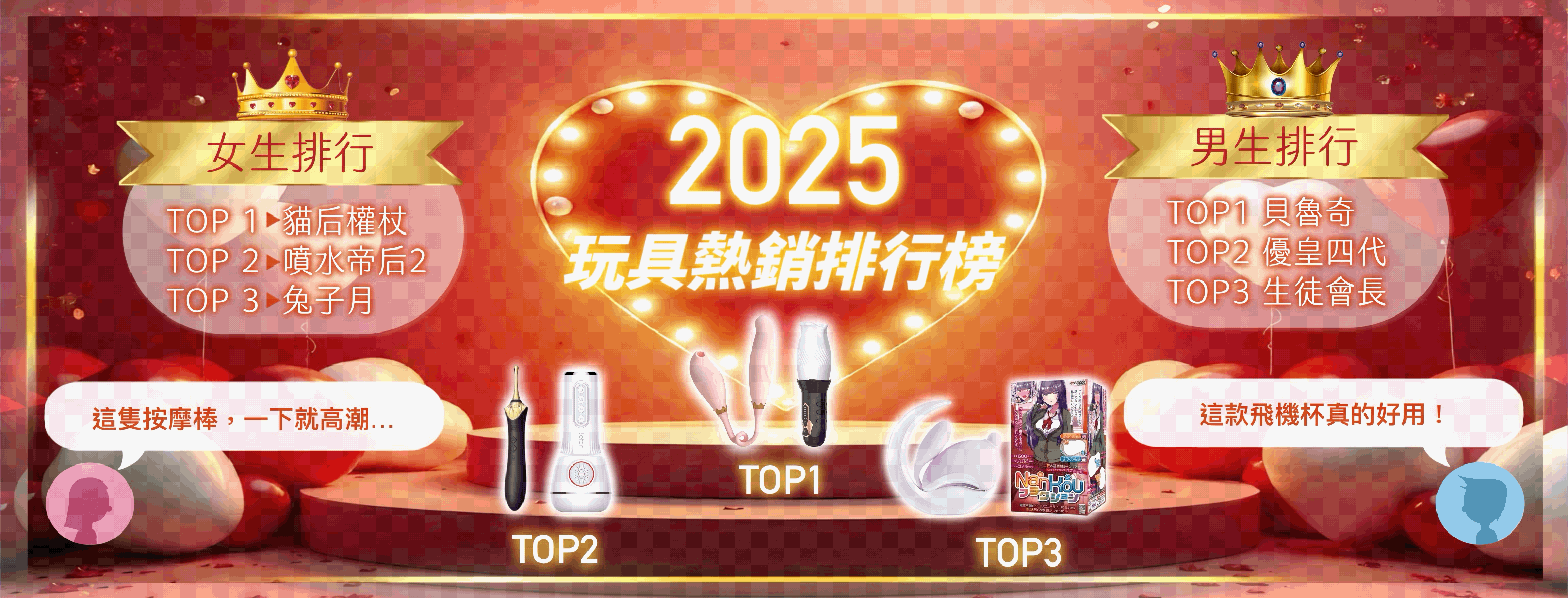 2025年情趣用品、跳蛋、飛機杯熱銷排行榜TOP10