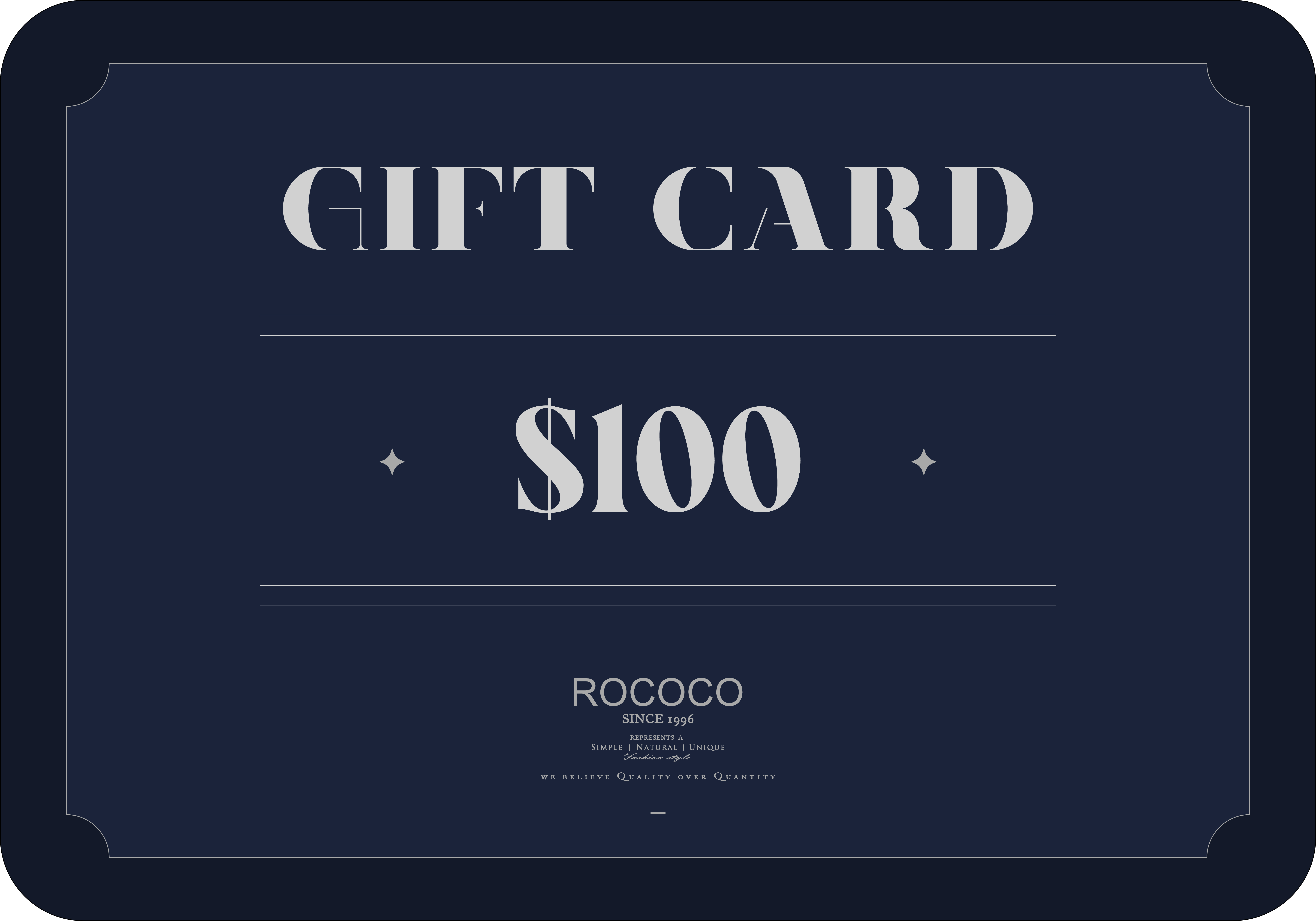 【ROCOCO $100 電子禮品卡 】