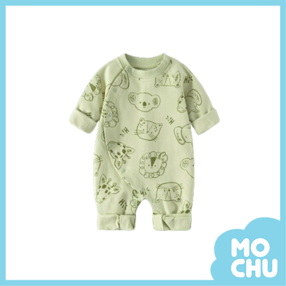 綠色動物樂園長袖連身衣