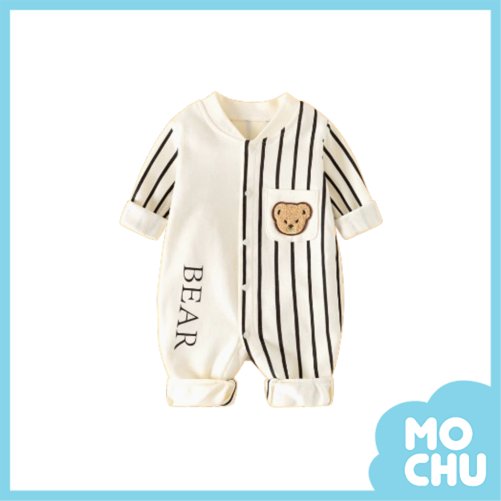條紋熊長袖連身衣