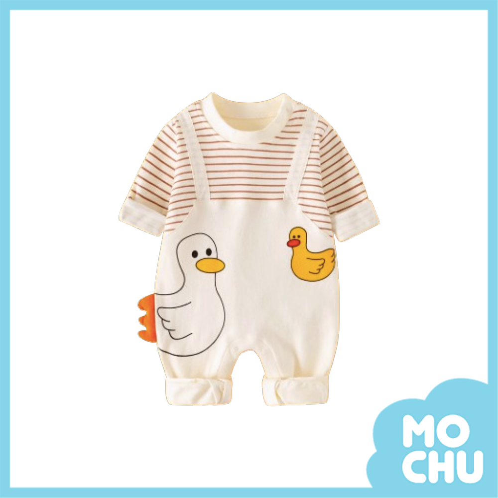 條紋鴨長袖連身衣