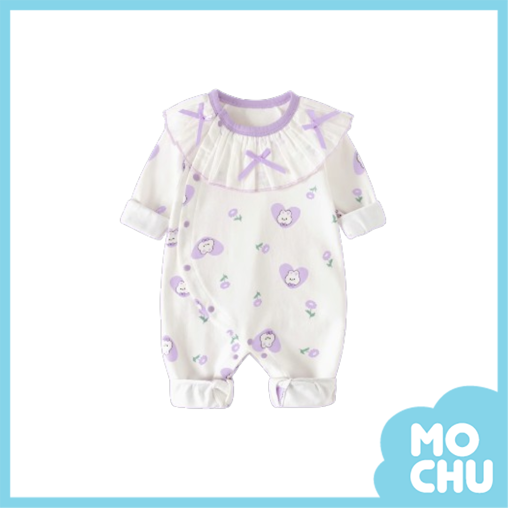 紫色愛心兔長袖連身衣