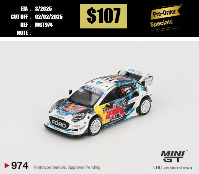 PO-$107 * MINI GT * 1:64 #974 Ford Puma Rally1 #13 M-Sport Ford WRT 2024 Rally Monte Carlo LHD [OD22/01]