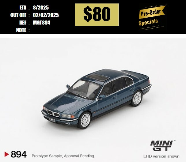 PO-$80  * MINI GT * 1:64 #894 BMW 750IL Sorrento Blue Metallic RHD [OD22/01]