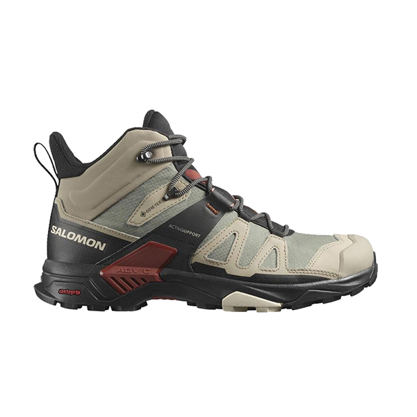 【SALOMON】男 X ULTRA 4 Mid  中筒Gore-tex防水登山鞋 復古卡其/黑/焦褐紅 L47352500