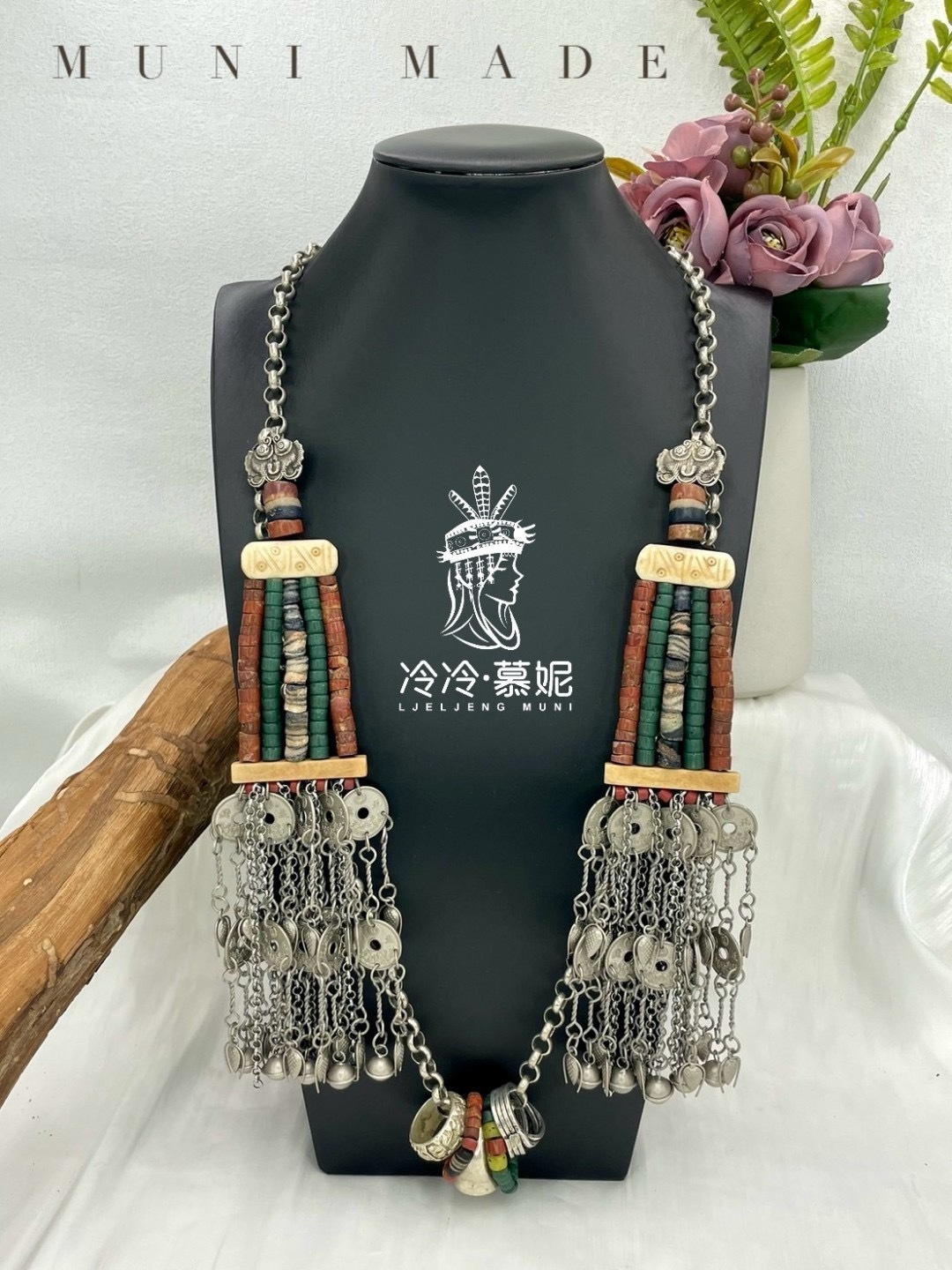 Muni-No.21貿易老珠古幣鏈條掛鏈90cm