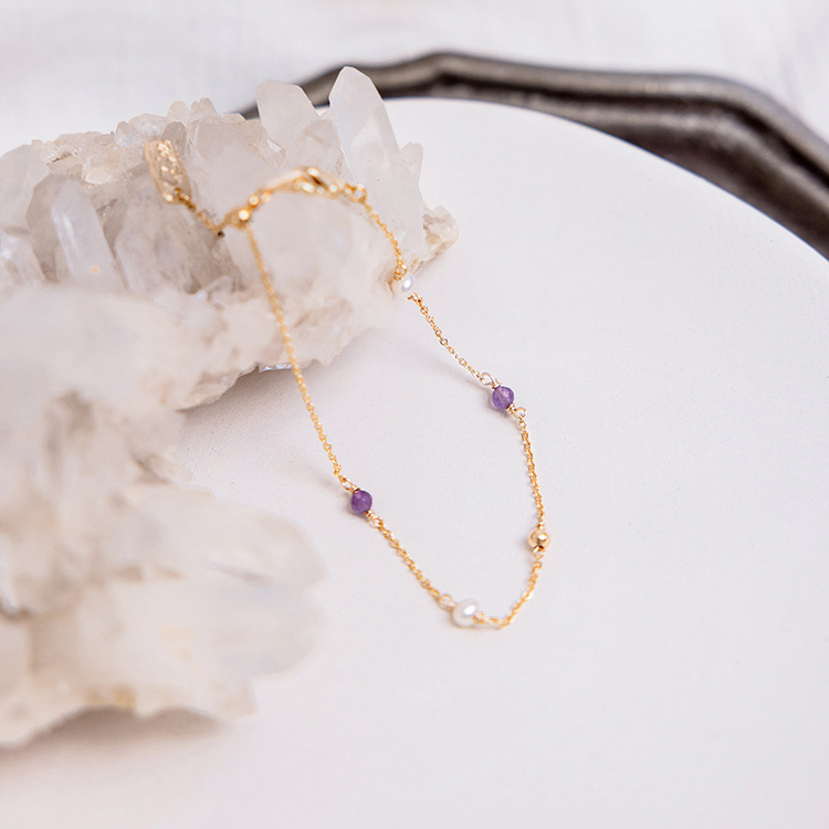 二月誕生石 • 風信子 • 重生的愛 – 珍珠紫水晶 – 手鍊