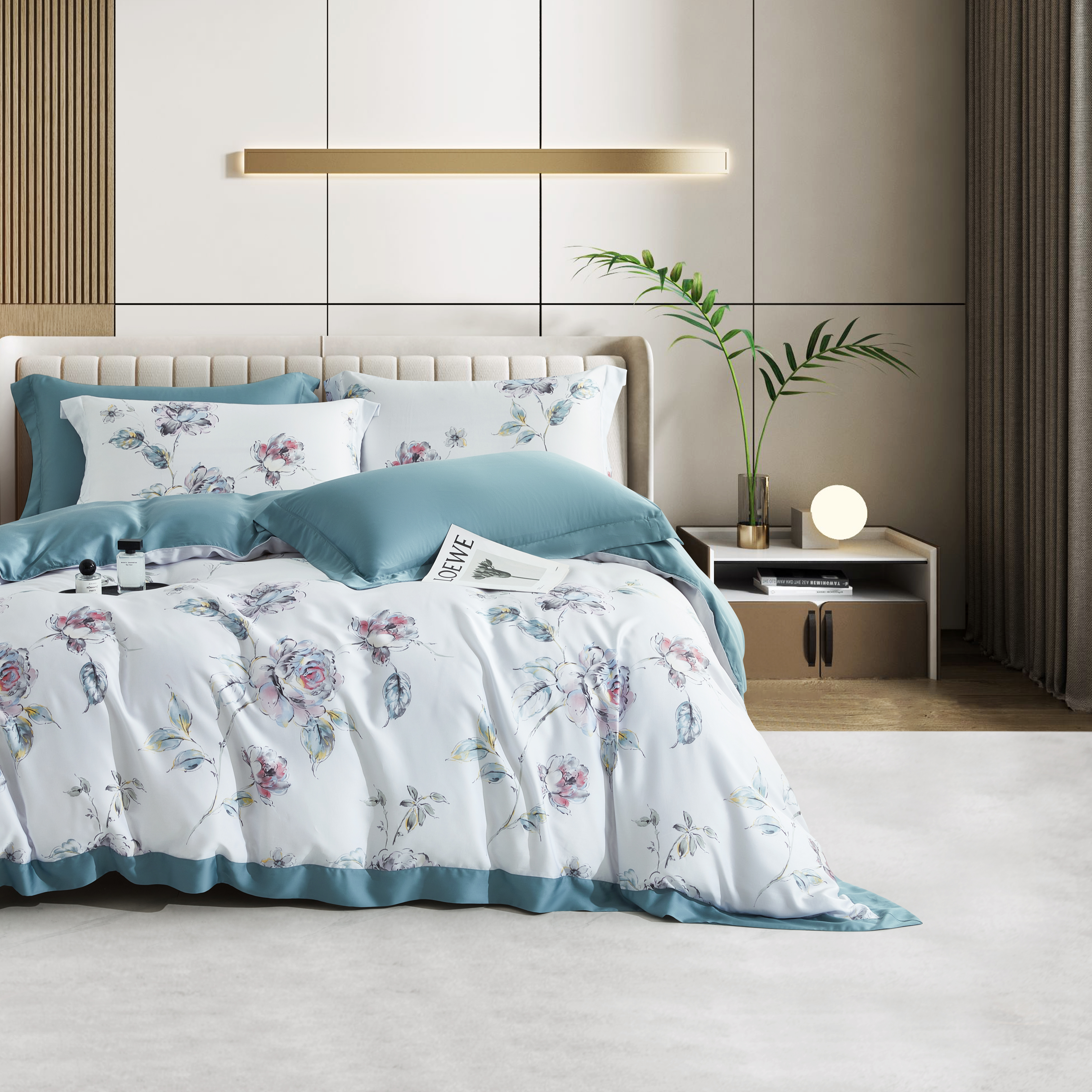 【三件式】100%萊賽爾天絲|凡芮思【浮生花影】雙色翅膀款