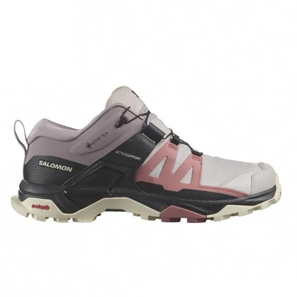 【SALOMON】女 X ULTRA 4 GTX 低筒登山鞋 灰/酒紅/杏奶棕/ L47454000