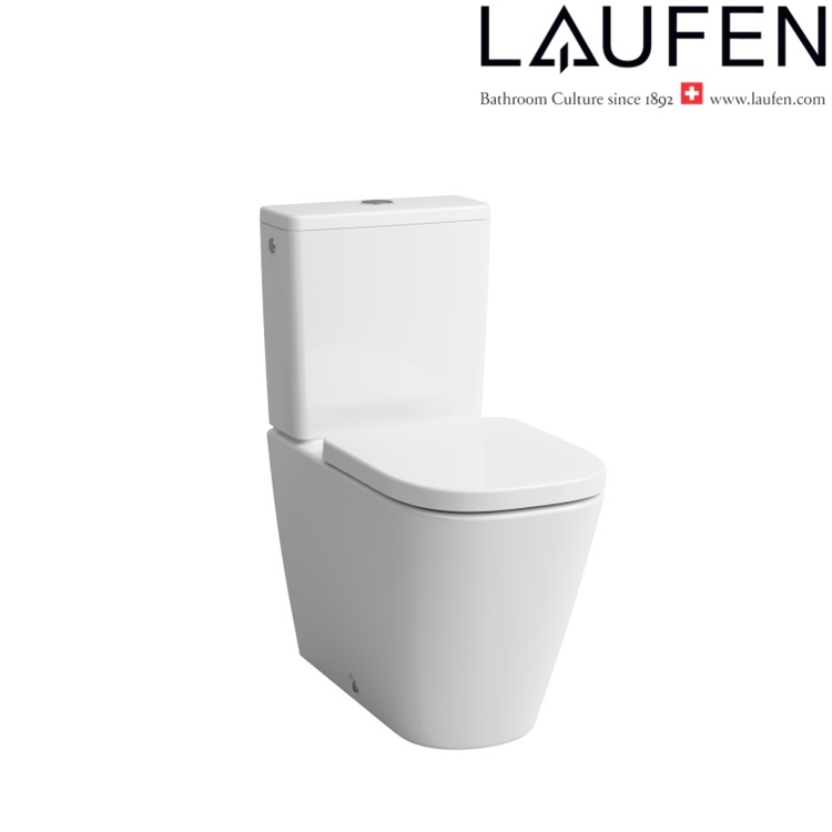 Laufen "Meda" 8.2411.1.000.231.1 + 8.2708.3.000.973.1 + 8.9111.3.000.000.1 Rimless Silent Flush Water Closet w/ Soft Closing Cover (Bottom Left inlet)