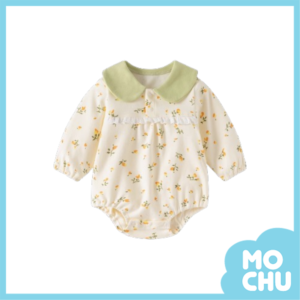 小碎花長袖包屁衣