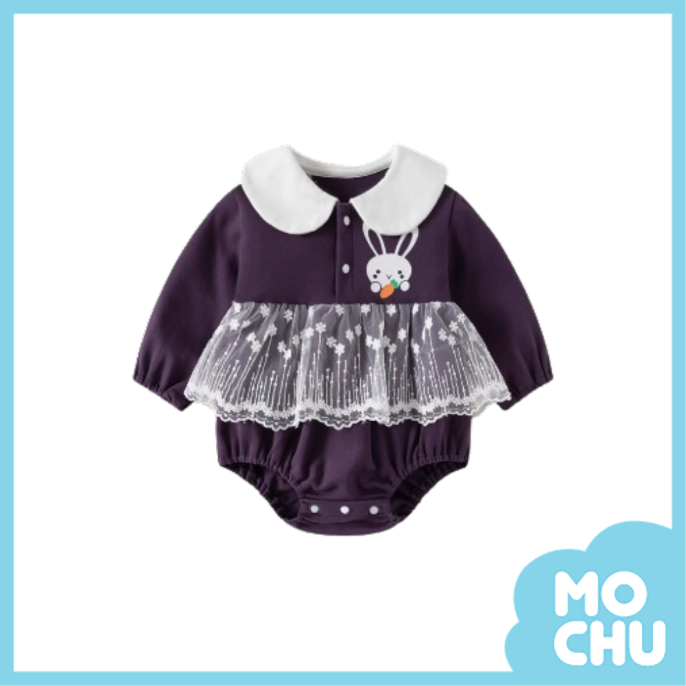 紫色淑女小兔長袖包屁衣