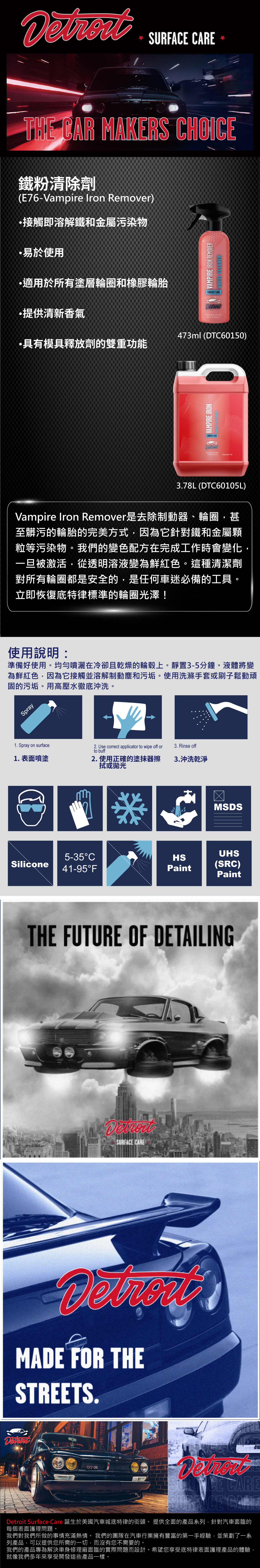 DETROIT 鐵粉清除劑 (D76-Vampire Iron Remover), 473ml