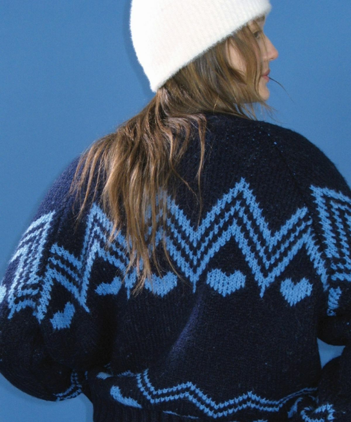 RONRON NORDIC HEART CARDIGAN