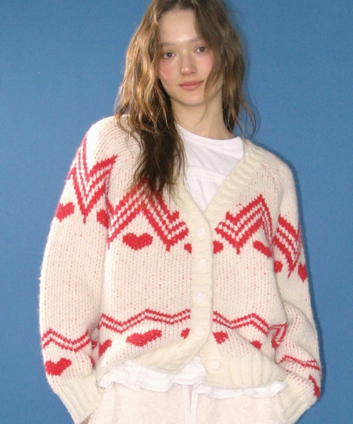 RONRON NORDIC HEART CARDIGAN