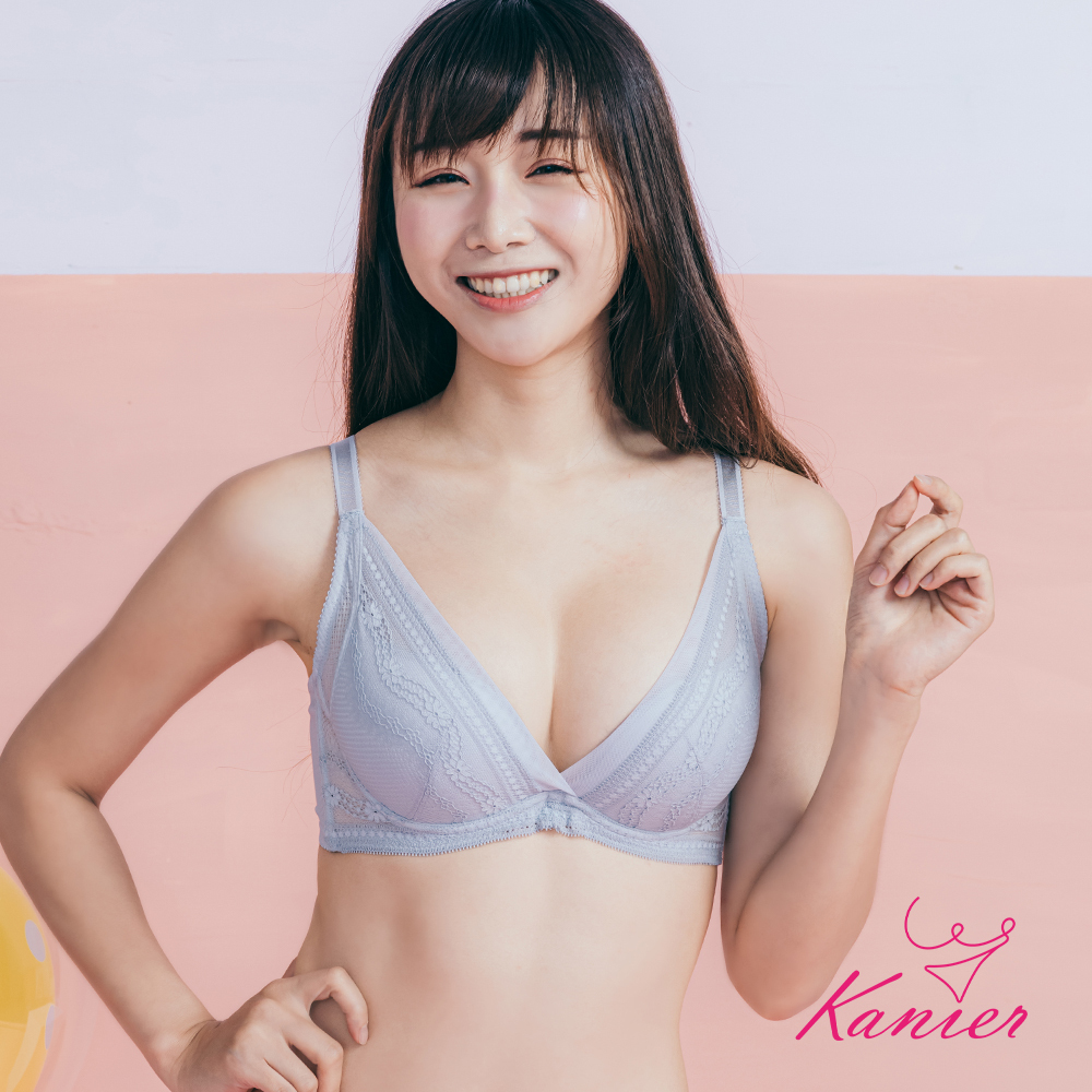 【Kanier卡妮兒】 夢露艾波 低脊心深V 柔紗集中內衣【 2601 晨曦灰 -B / C罩杯】