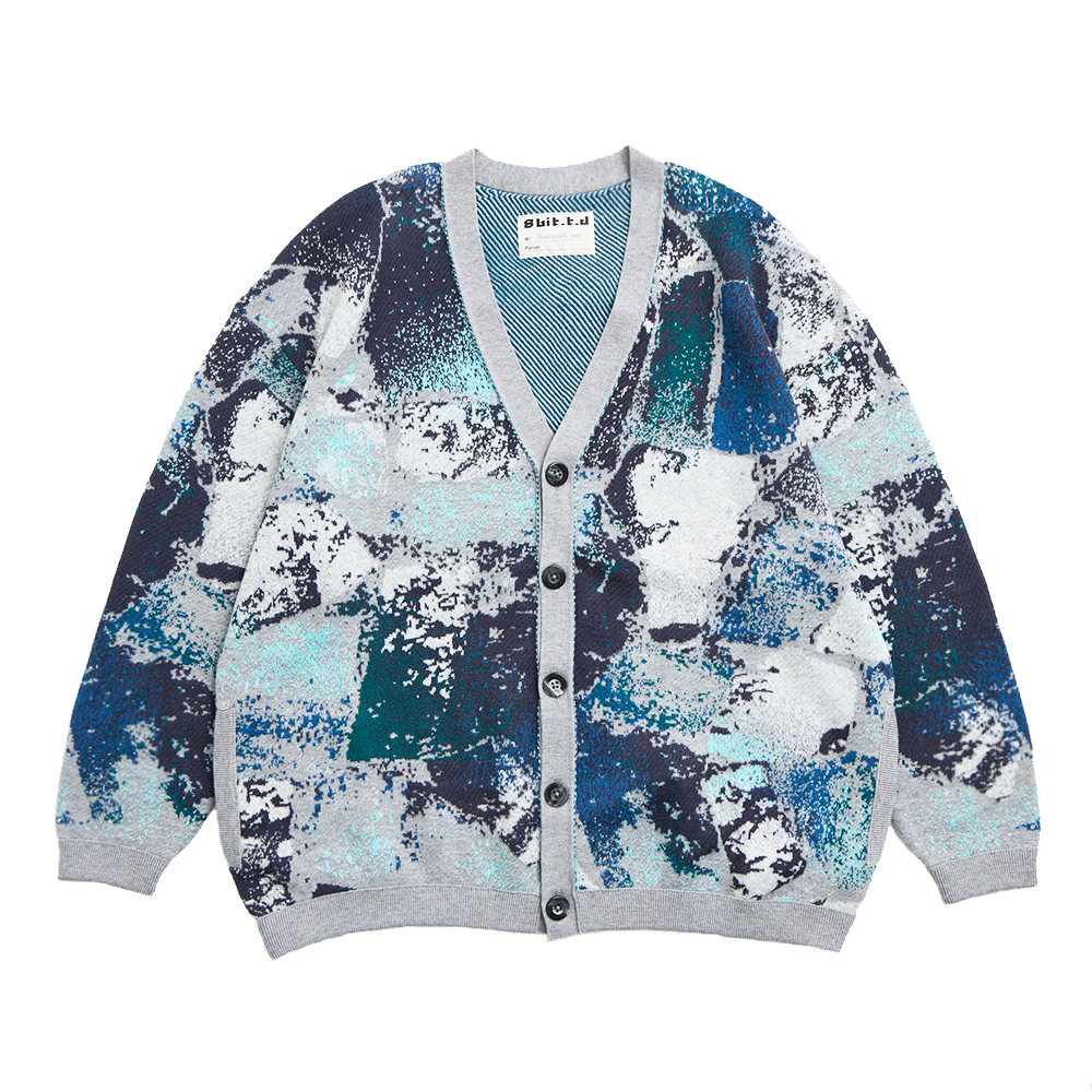 Marbles II Jacquard Cardigan Gray/Blue