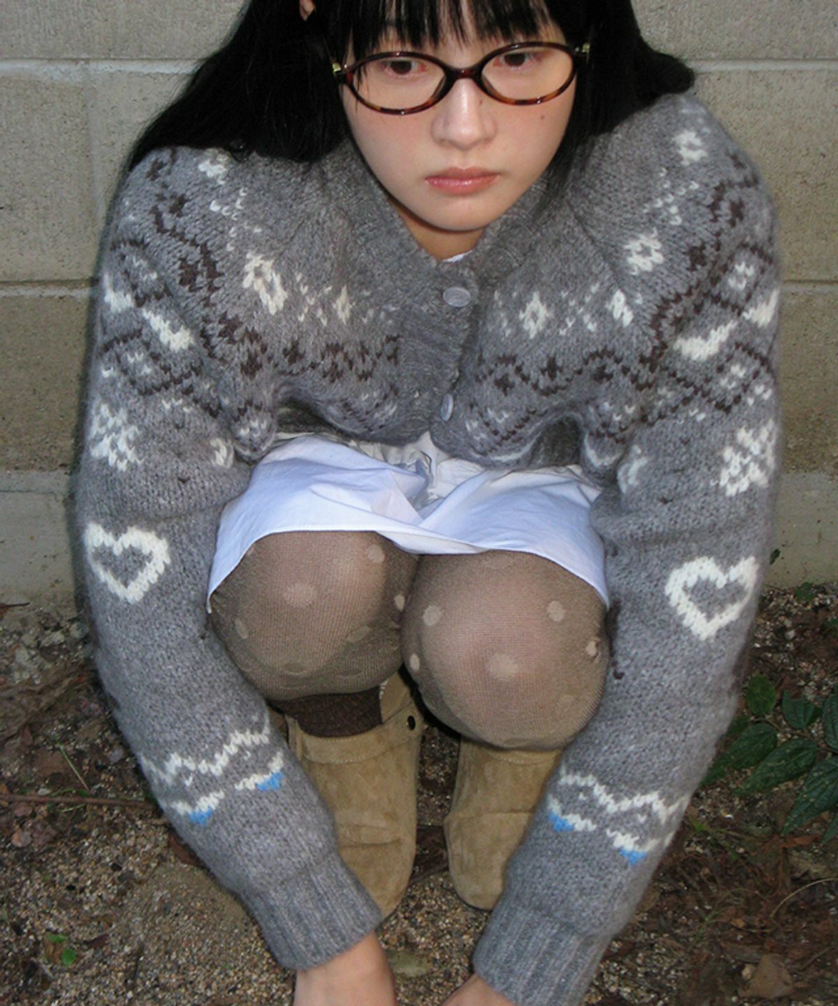 RONRON RIBBON CAT FAIR ISLE KNIT CARDIGAN