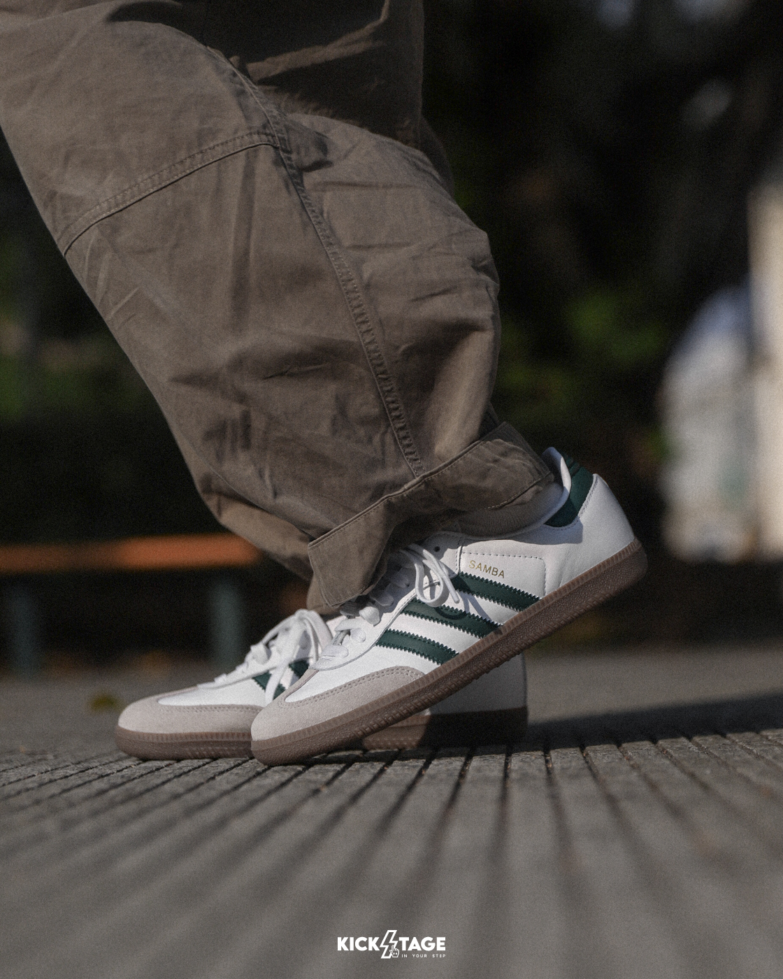 男女鞋 ADIDAS SAMBA OG 白綠 皮革 麂皮 橡膠底 德訓鞋 扁鞋 休閒鞋【JH8797】