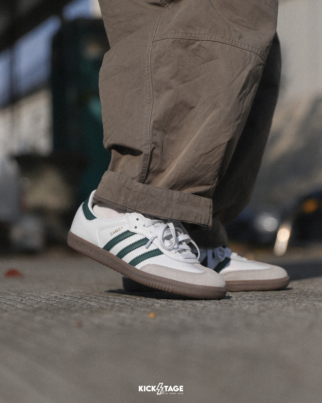 男女鞋 ADIDAS SAMBA OG 白綠 皮革 麂皮 橡膠底 德訓鞋 扁鞋 休閒鞋【JH8797】