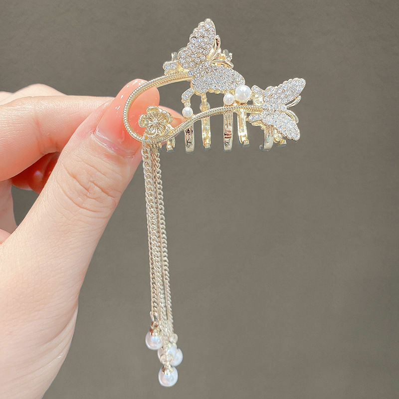Rhinestone Tassel Small Hair Claw