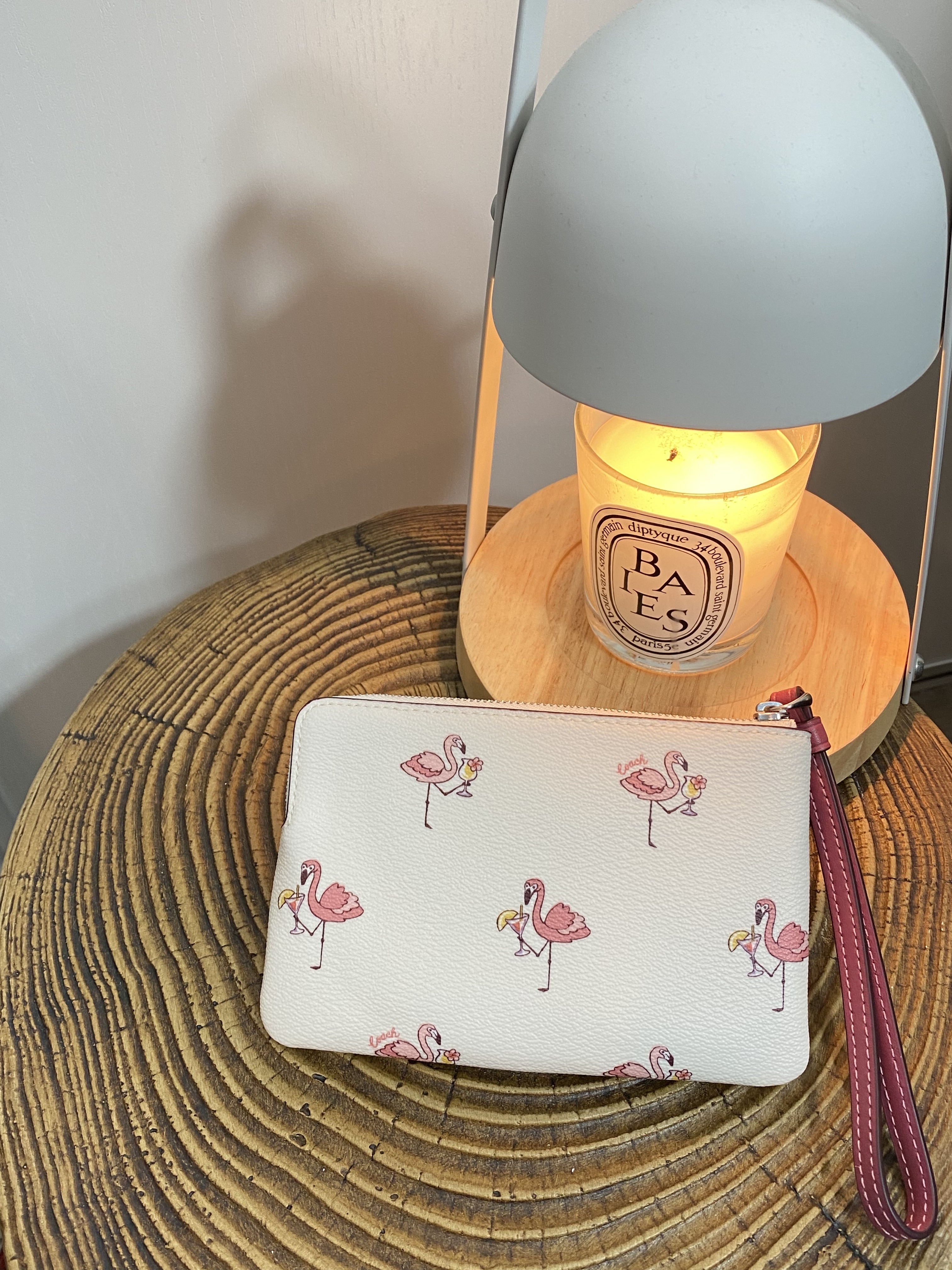 美國現貨 Coach Flamingo Corner Zip Wristlet - Cream