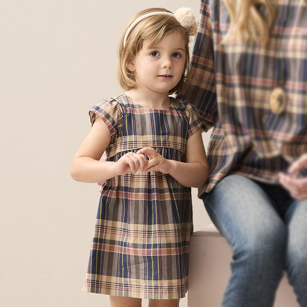 <5折>PIPPY 典雅格紋棉質洋裝 紫