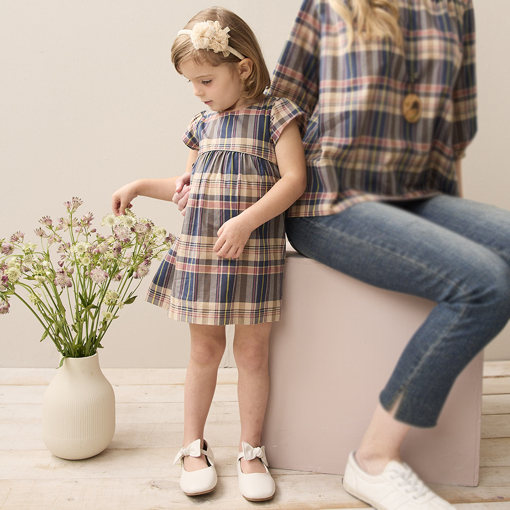 <5折>PIPPY 典雅格紋棉質洋裝 紫