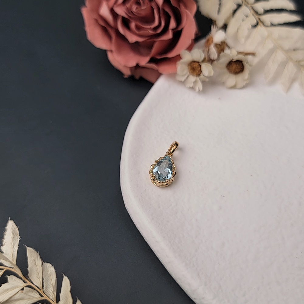 【me.luxe】K18麻花水滴海藍寶吊墜(不含鍊)