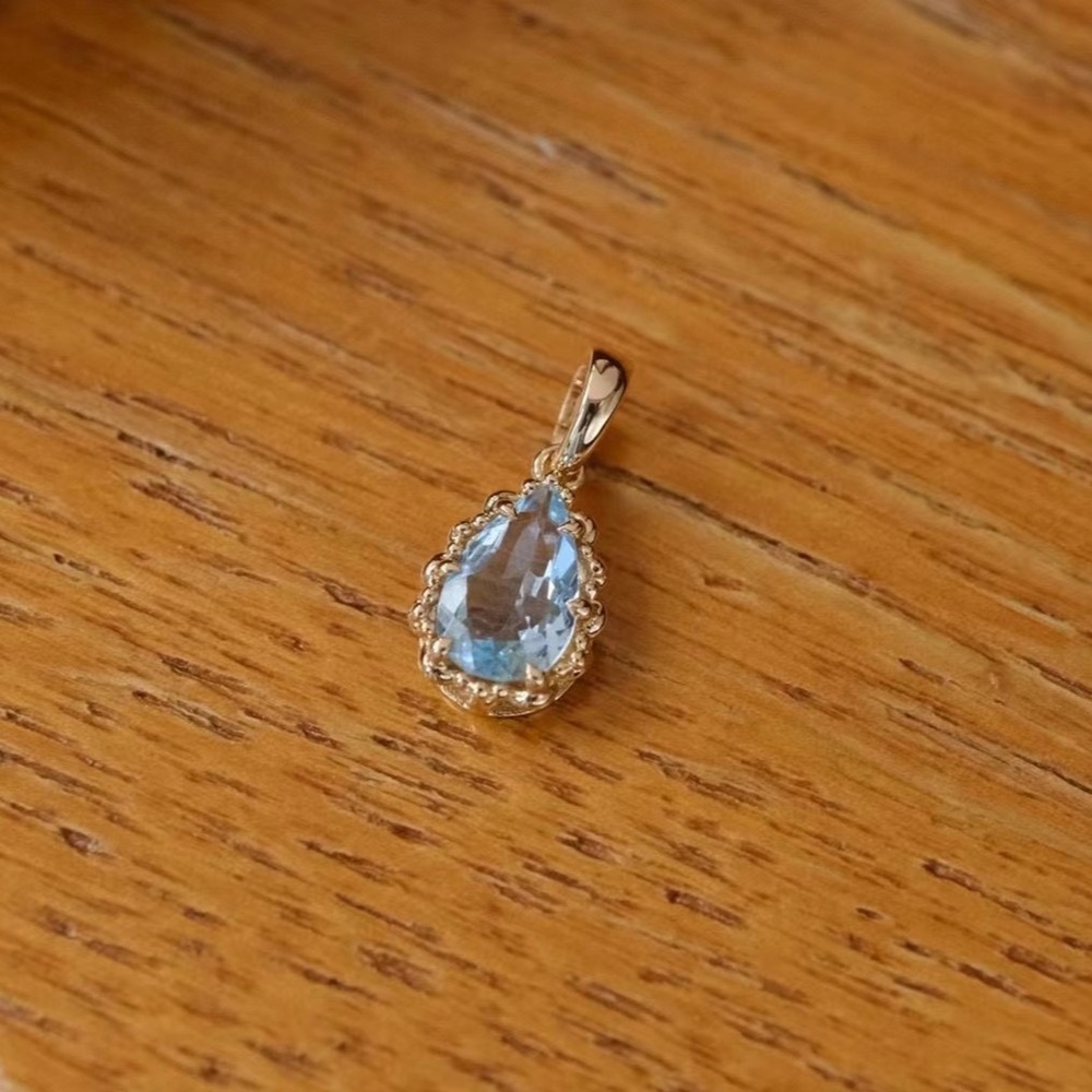 【me.luxe】K18麻花水滴海藍寶吊墜(不含鍊)