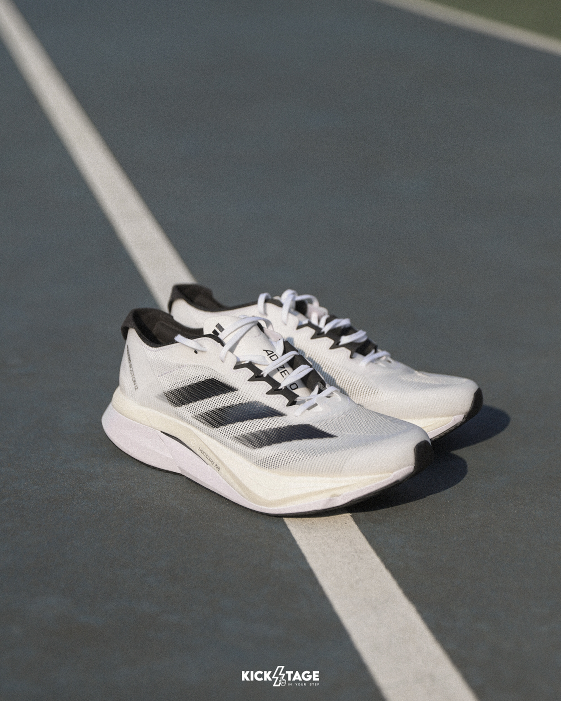 男鞋 ADIDAS ADIZERO BOSTON 12 白黑 透氣 輕量 運動 慢跑鞋【ID4236】