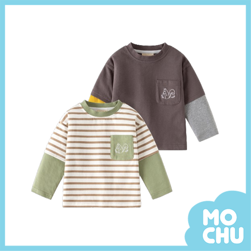 松鼠拼色假兩件上衣(二色)