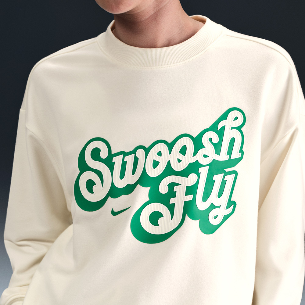 Nike SWSH FLY SSNL FLC Top 女款 米色 大學T 寬鬆 運動 毛圈布 長袖 FZ5515-133