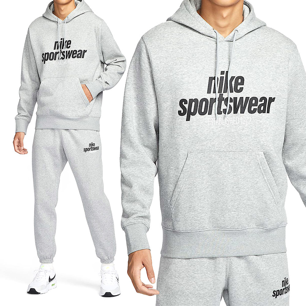 Nike Club BB Po HDY NSW GFX 男款 灰色 運動 帽T 磨毛 連帽 長袖 HJ2160-063