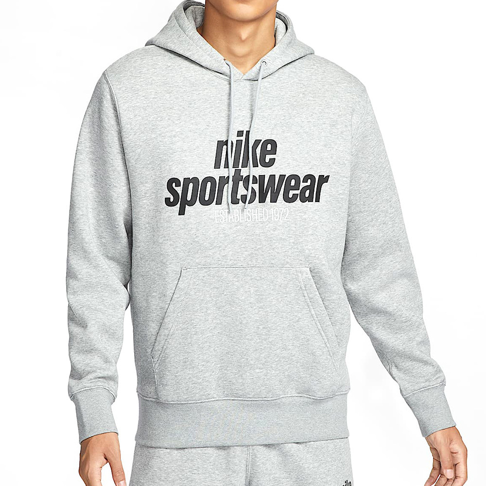 Nike Club BB Po HDY NSW GFX 男款 灰色 運動 帽T 磨毛 連帽 長袖 HJ2160-063