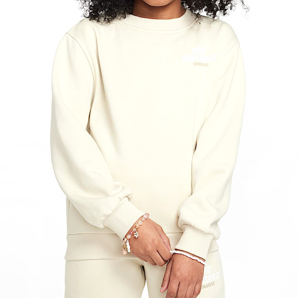 Nike Club FT LS Top FMLY -PD 大童 卡其色 運動 休閒 圓領 長袖 HJ2674-234