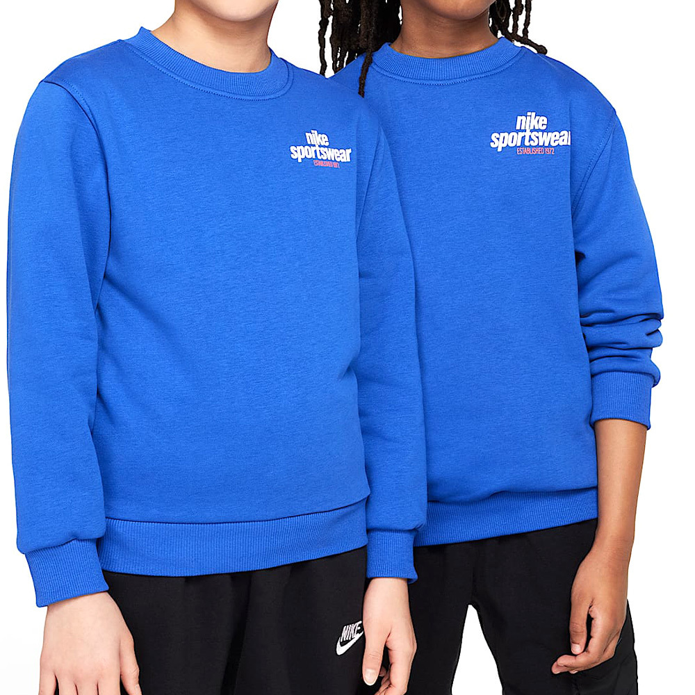 Nike Club FT LS Top FMLY -PD 大童 藍色 運動 休閒 圓領 上衣 長袖 HJ2674-480