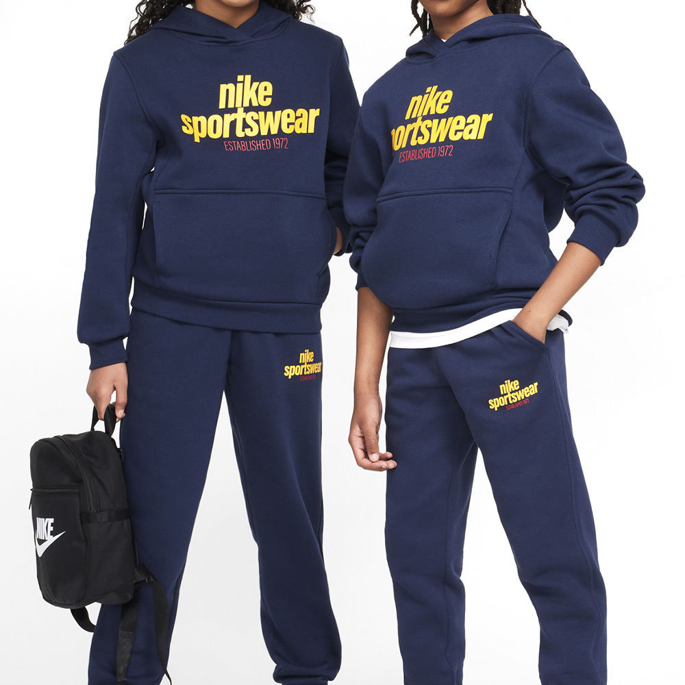 Nike Club FLC HDY FMLY -PD 大童 藍色 運動 帽T 磨毛 休閒 長袖 HM6874-451