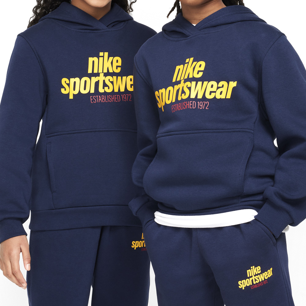 Nike Club FLC HDY FMLY -PD 大童 藍色 運動 帽T 磨毛 休閒 長袖 HM6874-451